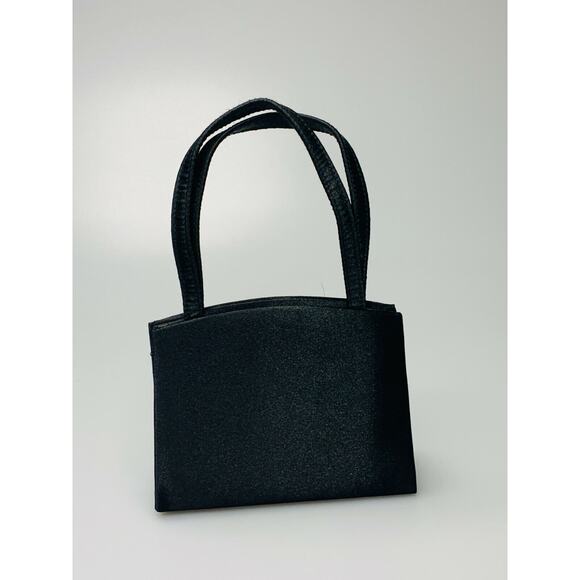 Small Black Evening Purse with Rhinestones, Optional Long Strap - Picture 3 of 5